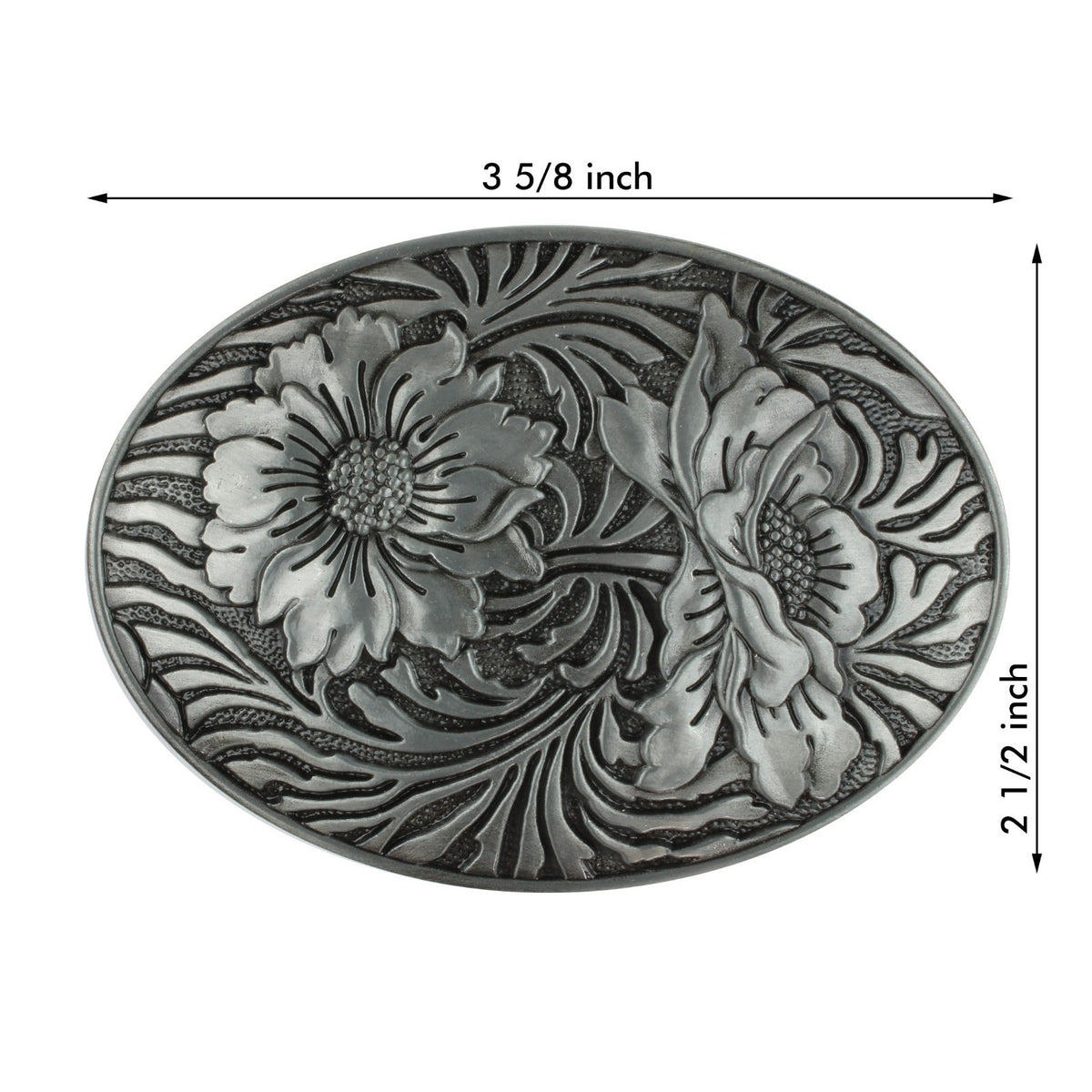 Western Sunflowers Belt Buckle Antique Silver Tone Engraved Flower Oval Cowgirl
