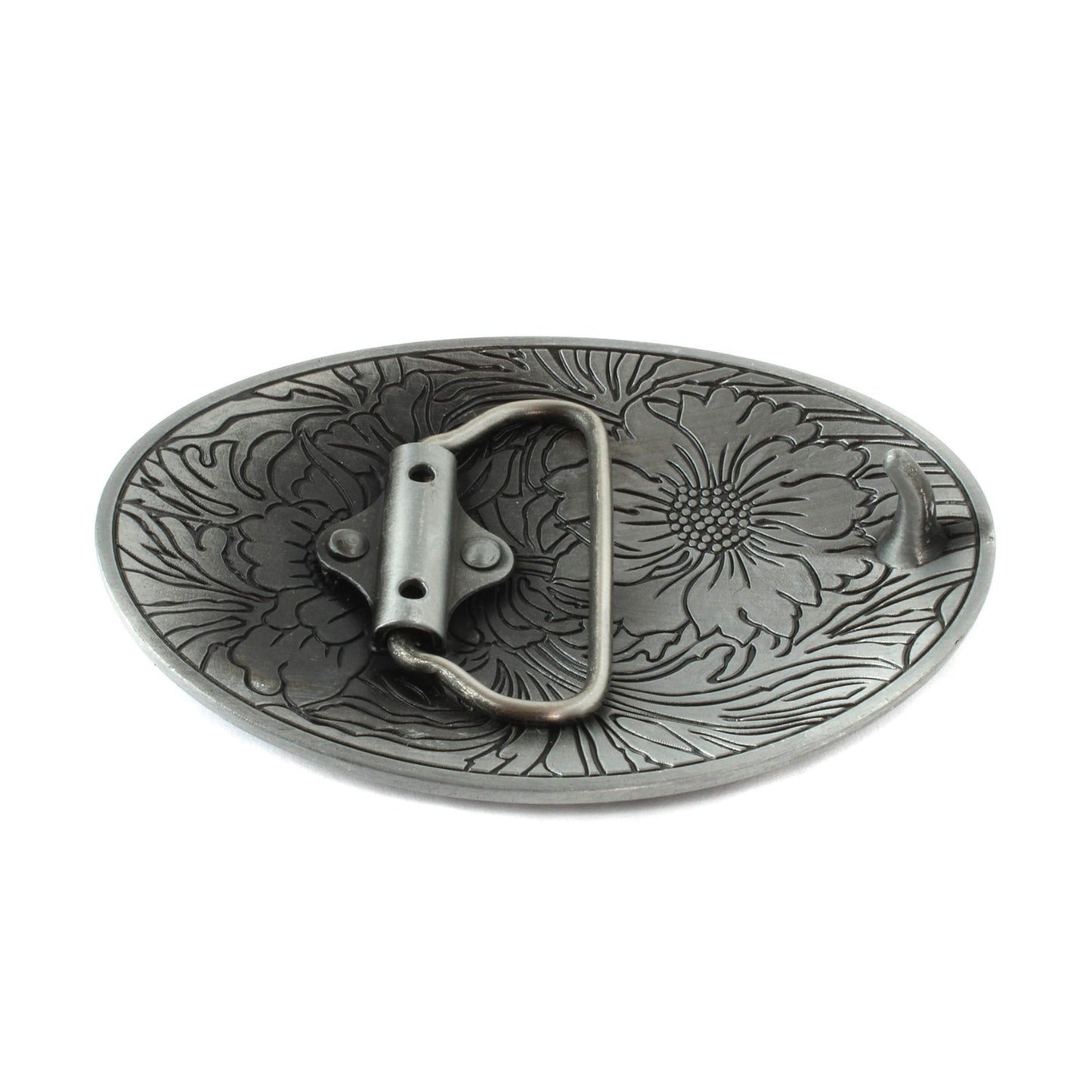 Western Sunflowers Belt Buckle Antique Silver Tone Engraved Flower Oval Cowgirl