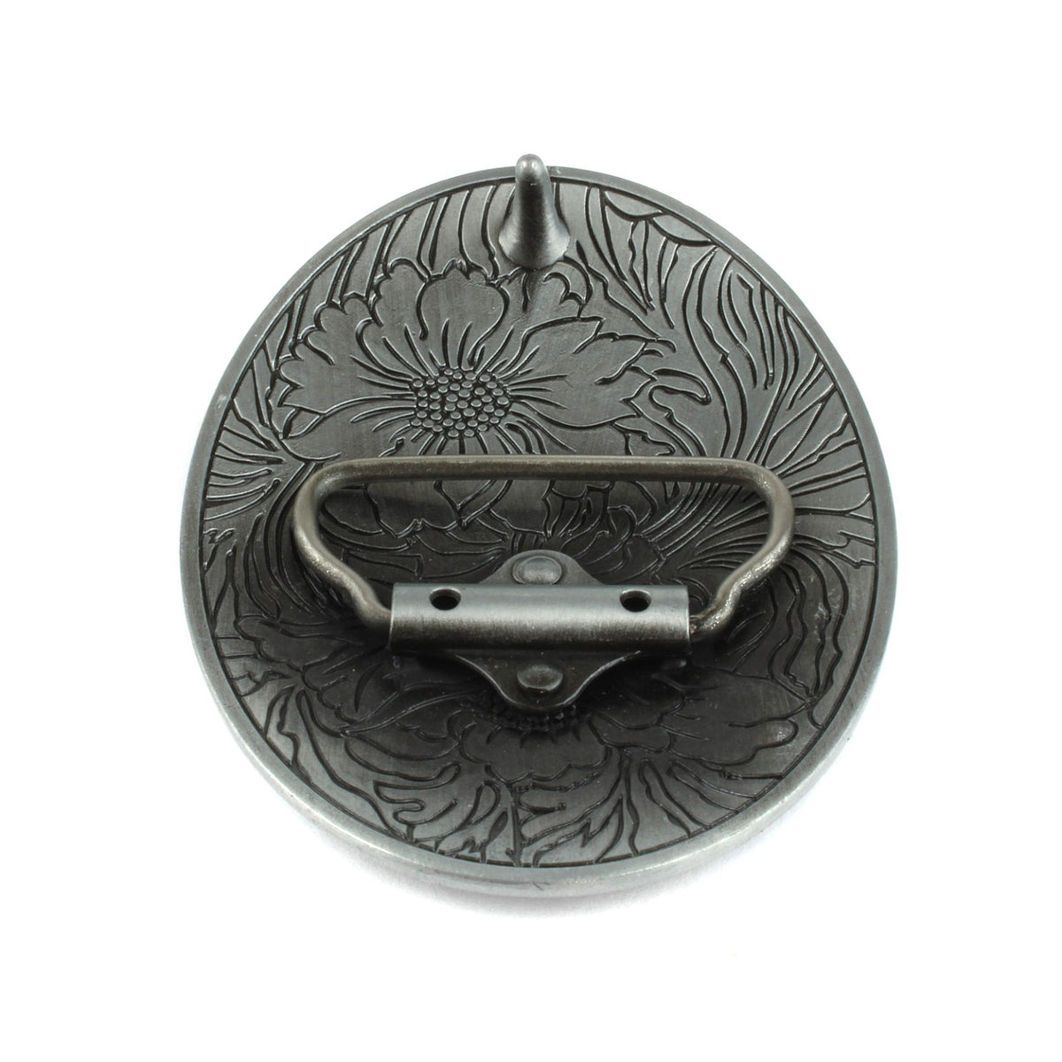 Western Sunflowers Belt Buckle Antique Silver Tone Engraved Flower Oval Cowgirl