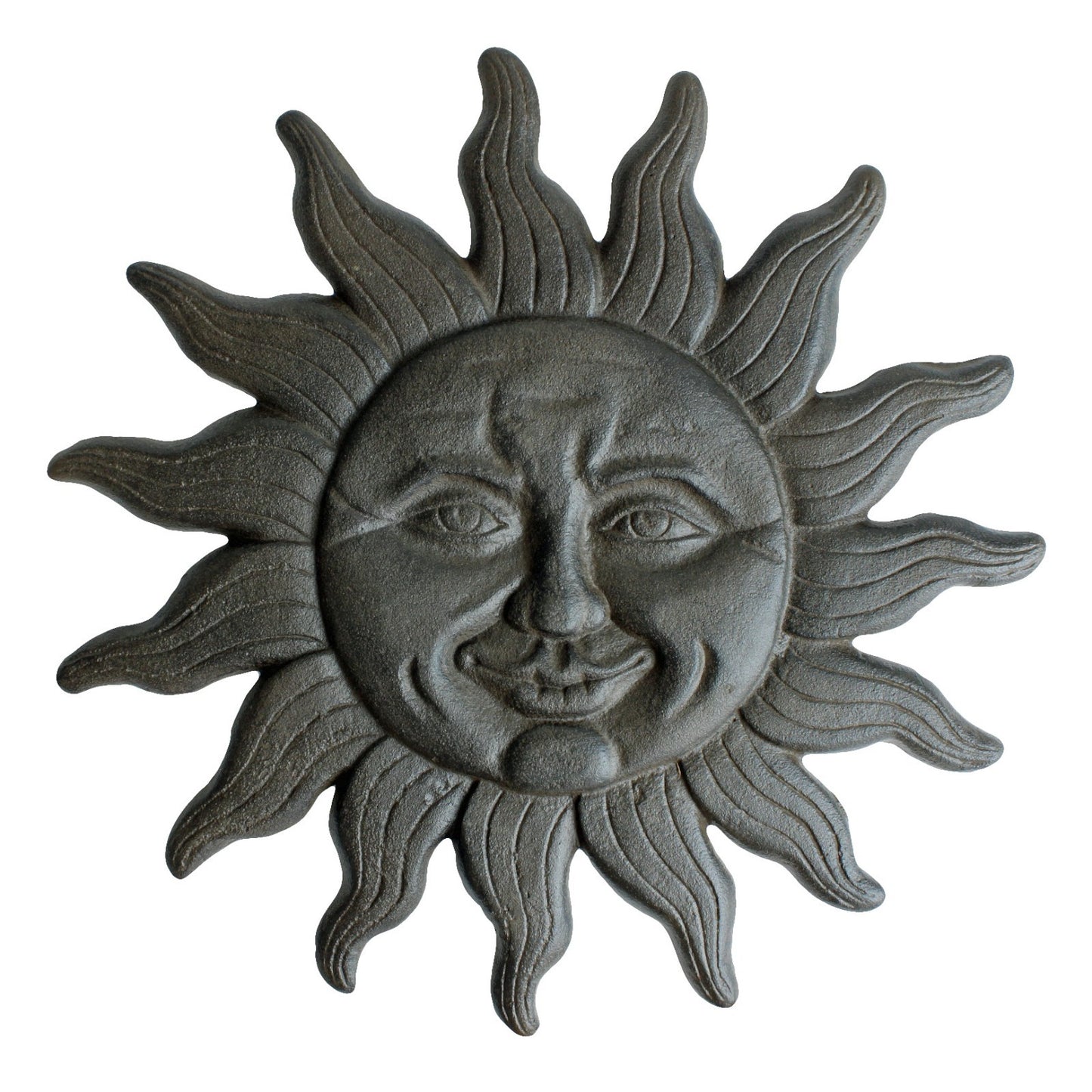Cast Iron Sun Face Stepping Stone Rustic Celestial Garden Walkway Plaque 12 3/8"