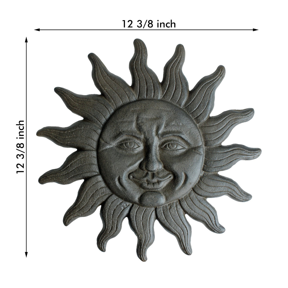 Cast Iron Sun Face Stepping Stone Rustic Celestial Garden Walkway Plaque 12 3/8"