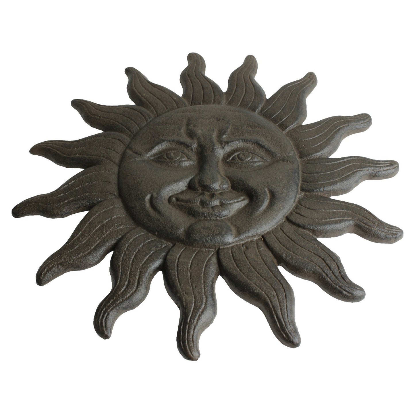 Cast Iron Sun Face Stepping Stone Rustic Celestial Garden Walkway Plaque 12 3/8"