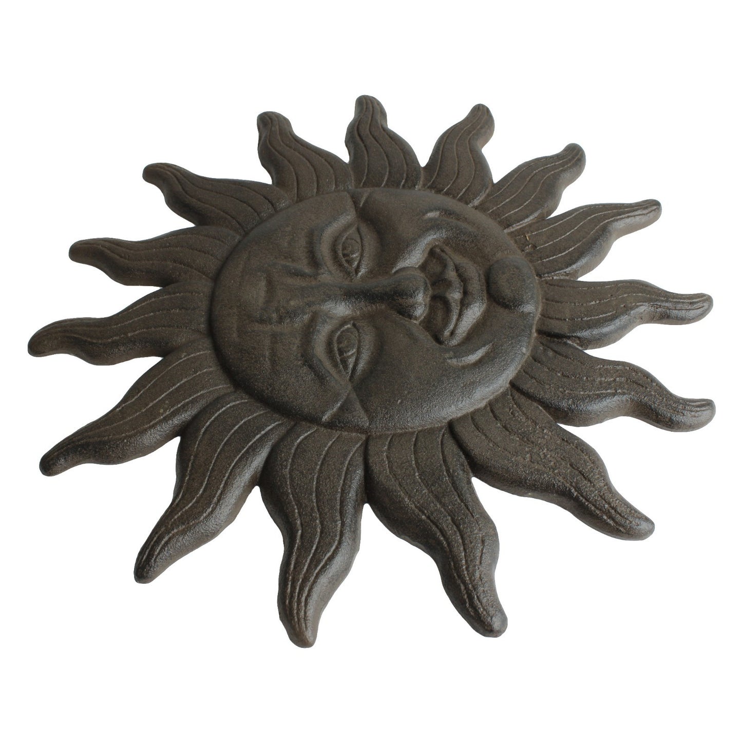 Cast Iron Sun Face Stepping Stone Rustic Celestial Garden Walkway Plaque 12 3/8"