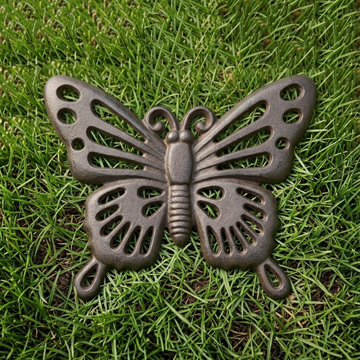 Cast Iron Butterfly Stepping Stone Garden Walkway Plaque Rustic Yard Art Accent