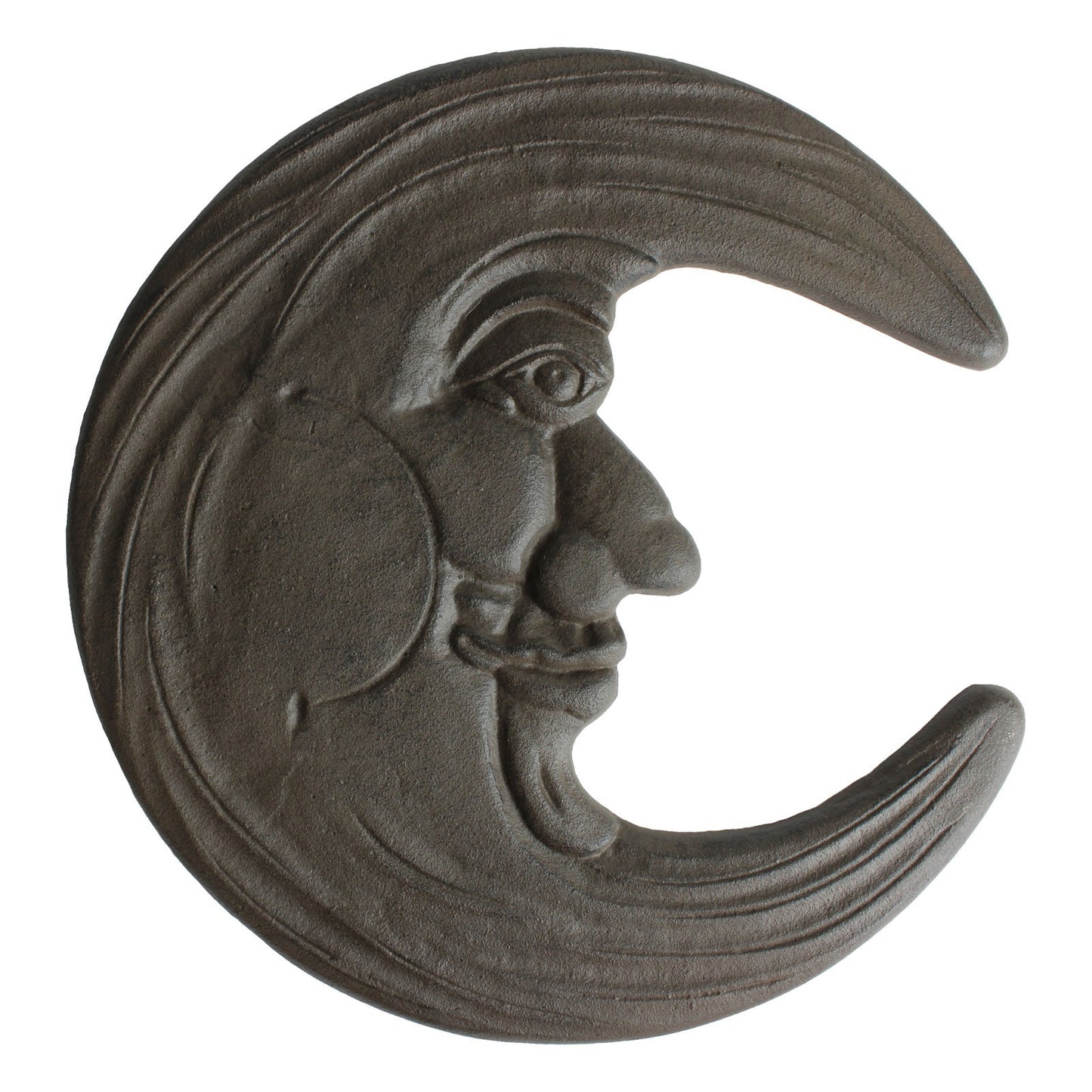 Cast Iron Crescent Moon Face Stepping Stone Rustic Garden Walkway Plaque 11 3/4"