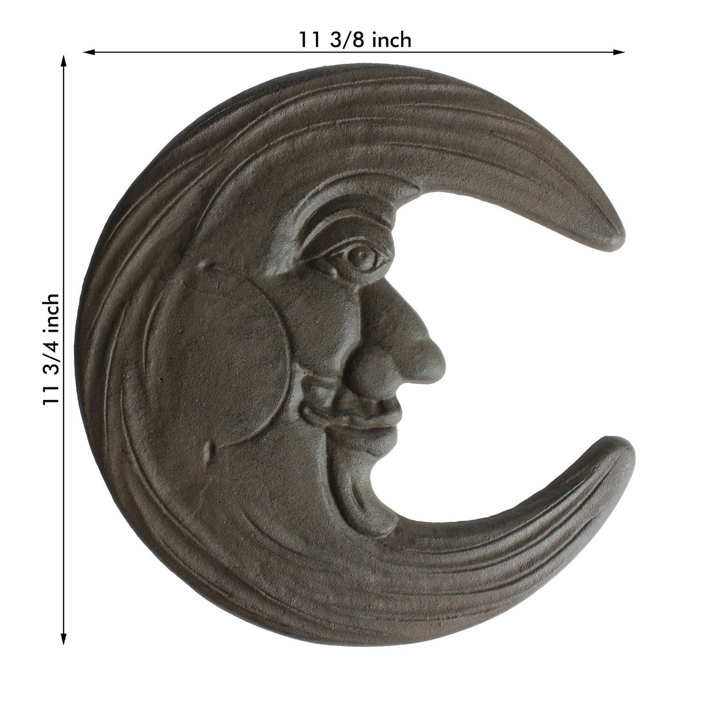 Cast Iron Crescent Moon Face Stepping Stone Rustic Garden Walkway Plaque 11 3/4"
