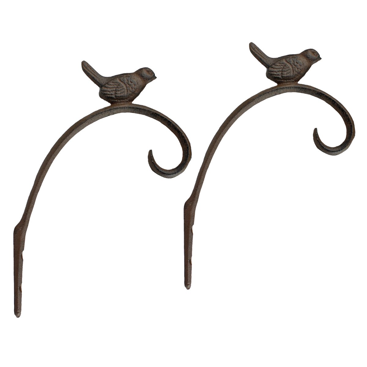 2 Cast Iron Bird Plant Hanger Wall Bracket Hooks Basket Holder Garden Decor