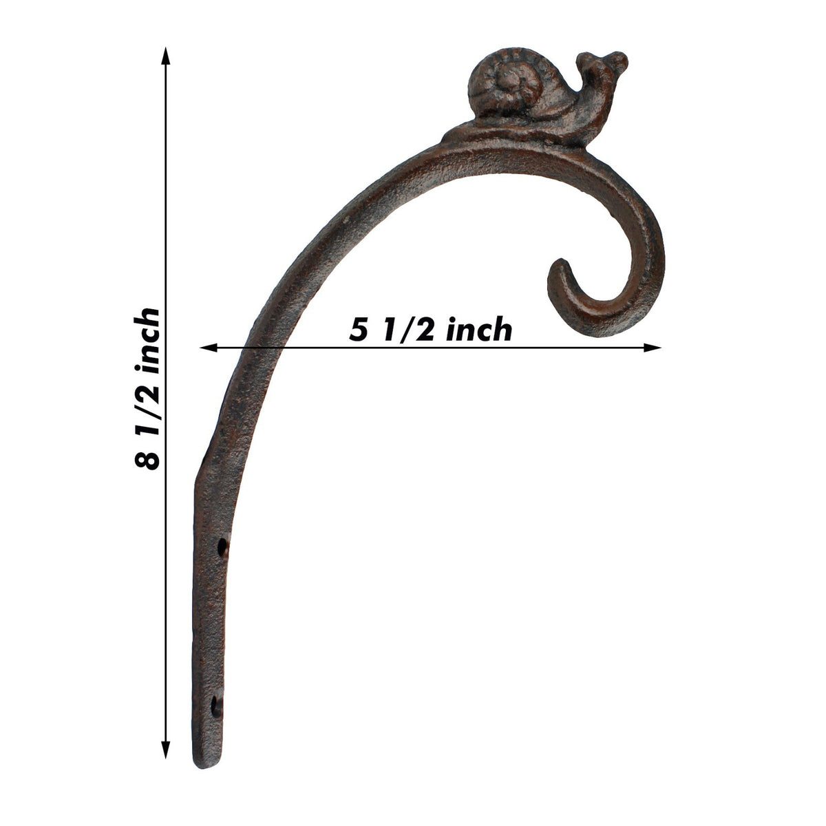 2 Cast Iron Snail Wall Hooks Plant Bracket Basket Holder Rustic Garden Decor