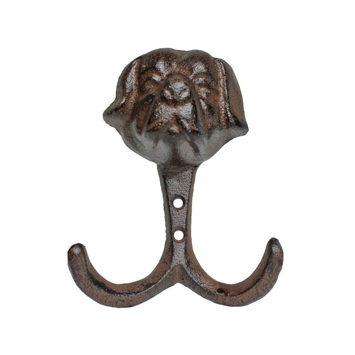 Cast Iron Dog Head Wall Hook Vintage Style Double Key Holder Leash Hanger 5 inch