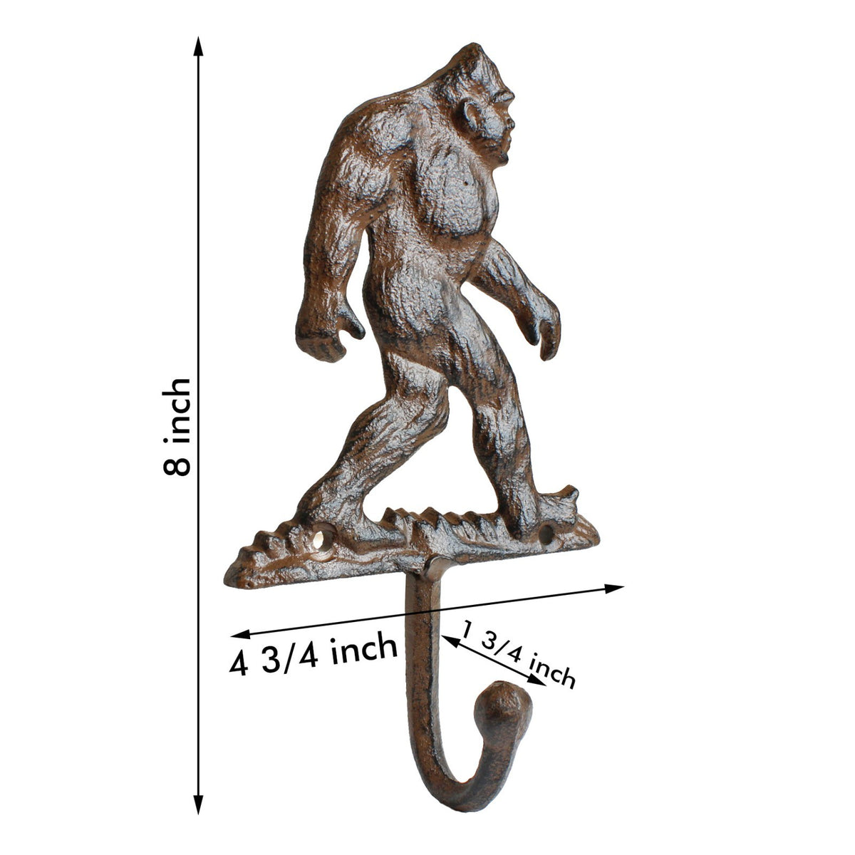Cast Iron Bigfoot Wall Hook Rustic Sasquatch Coat Key Hanger Cabin Decor 8 inch