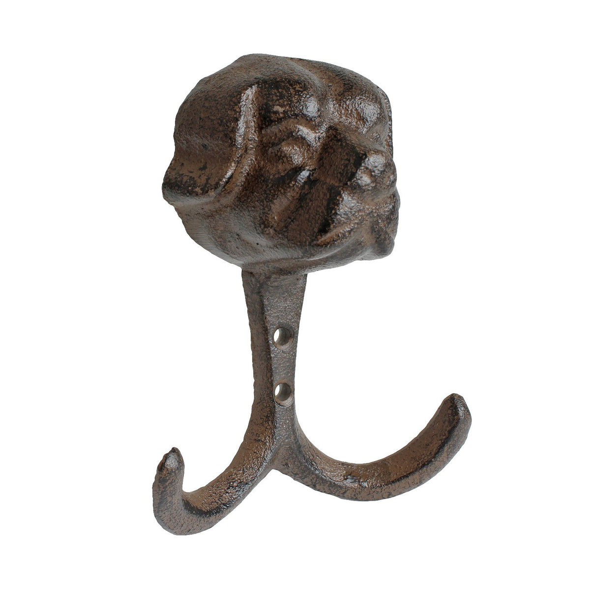 Cast Iron Dog Head Wall Hook Vintage Style Double Key Holder Leash Hanger 5 inch