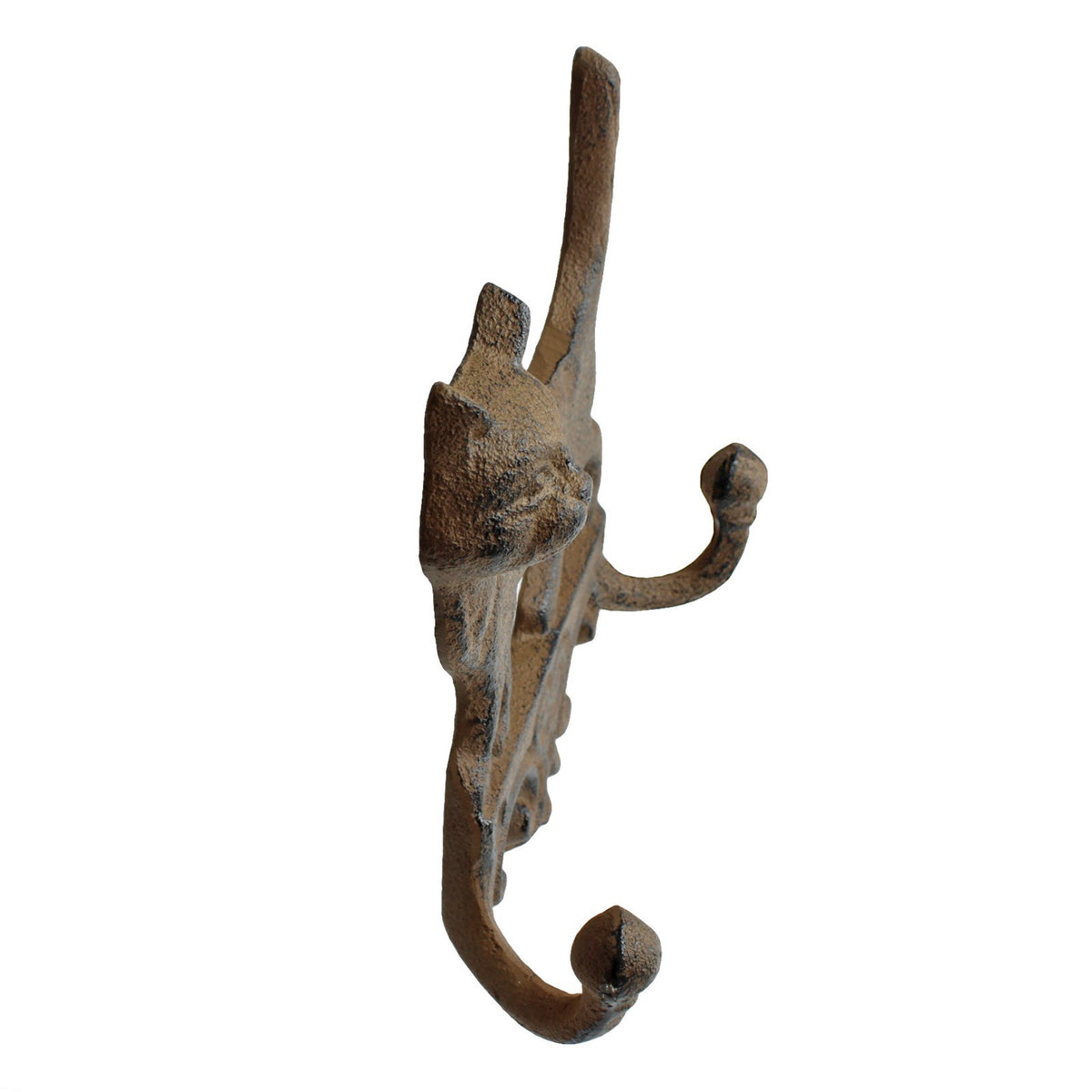 Cast Iron Cat Wall Hook Key Rack Double Hanger Heavy Duty Rustic Antique Style