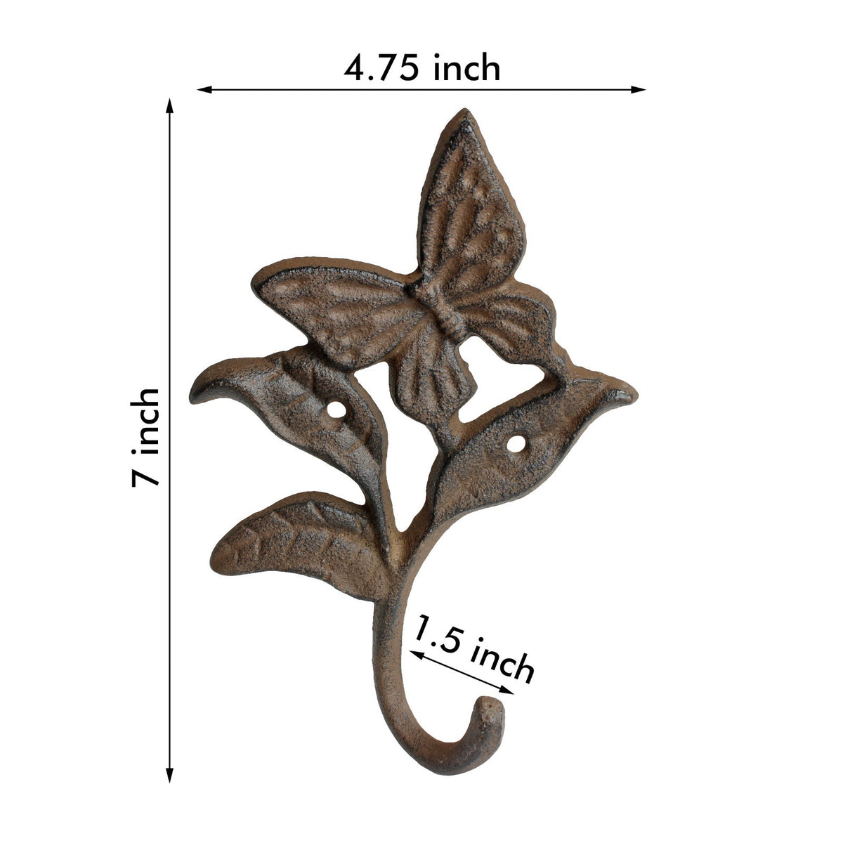 Cast Iron Butterfly Wall Hook Garden Leaf Hanger Heavy Duty Rustic Antique Style