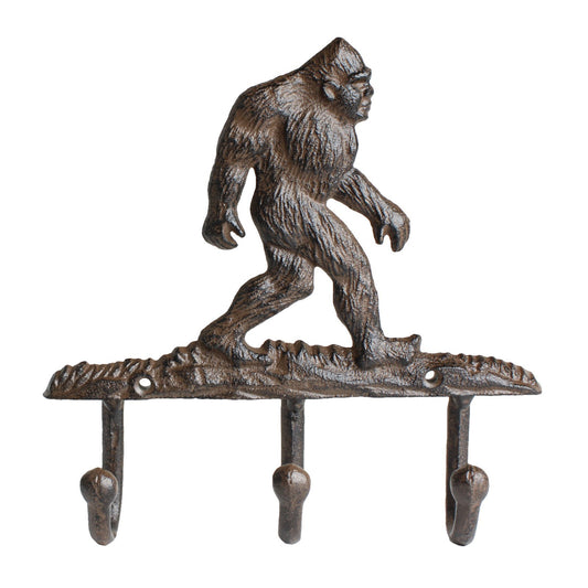Cast Iron Bigfoot Wall Hook Sasquatch 3 Key Hanger Rustic Cabin Lodge Coat Rack