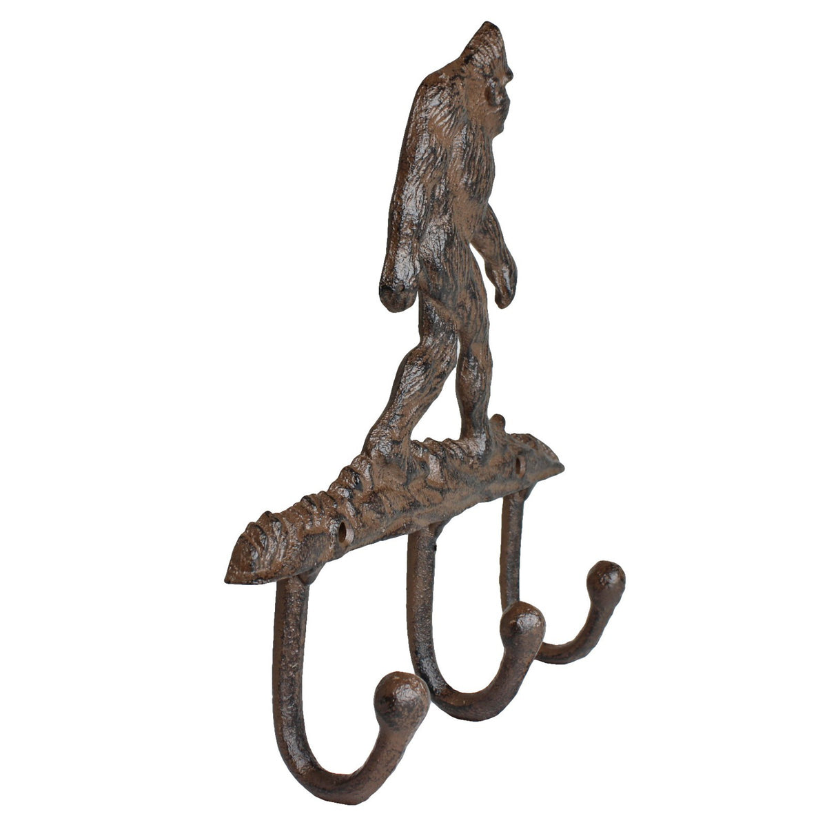 Cast Iron Bigfoot Wall Hook Sasquatch 3 Key Hanger Rustic Cabin Lodge Coat Rack