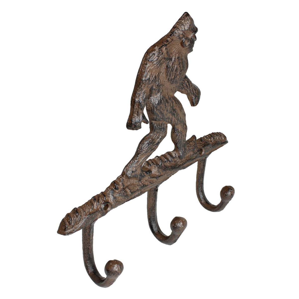 Cast Iron Bigfoot Wall Hook Sasquatch 3 Key Hanger Rustic Cabin Lodge Coat Rack