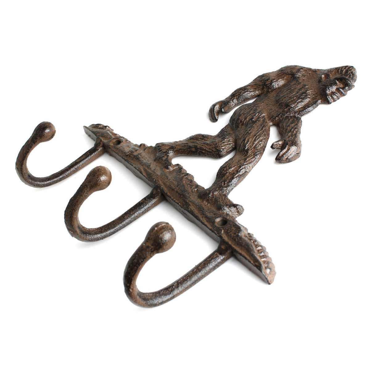 Cast Iron Bigfoot Wall Hook Sasquatch 3 Key Hanger Rustic Cabin Lodge Coat Rack
