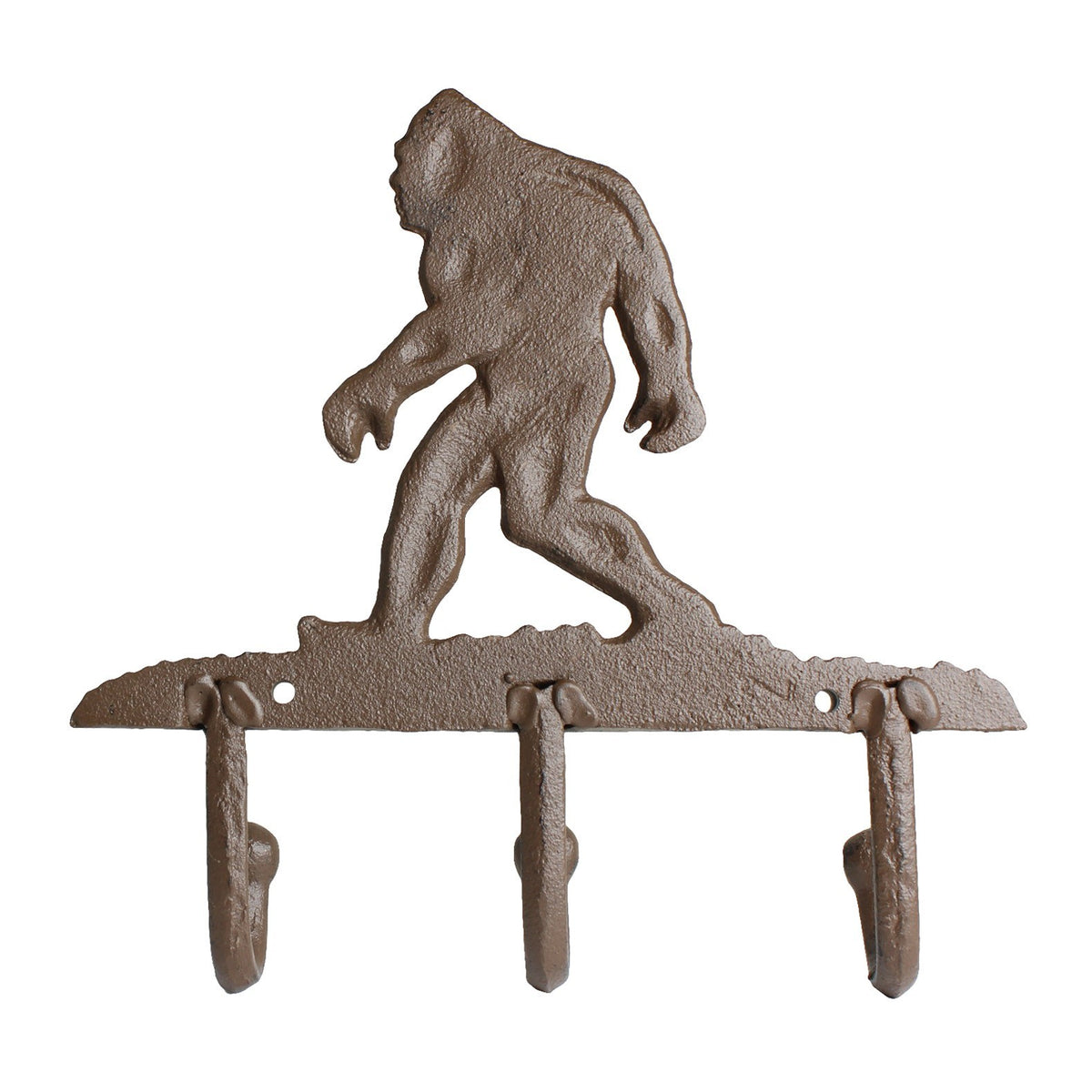 Cast Iron Bigfoot Wall Hook Sasquatch 3 Key Hanger Rustic Cabin Lodge Coat Rack