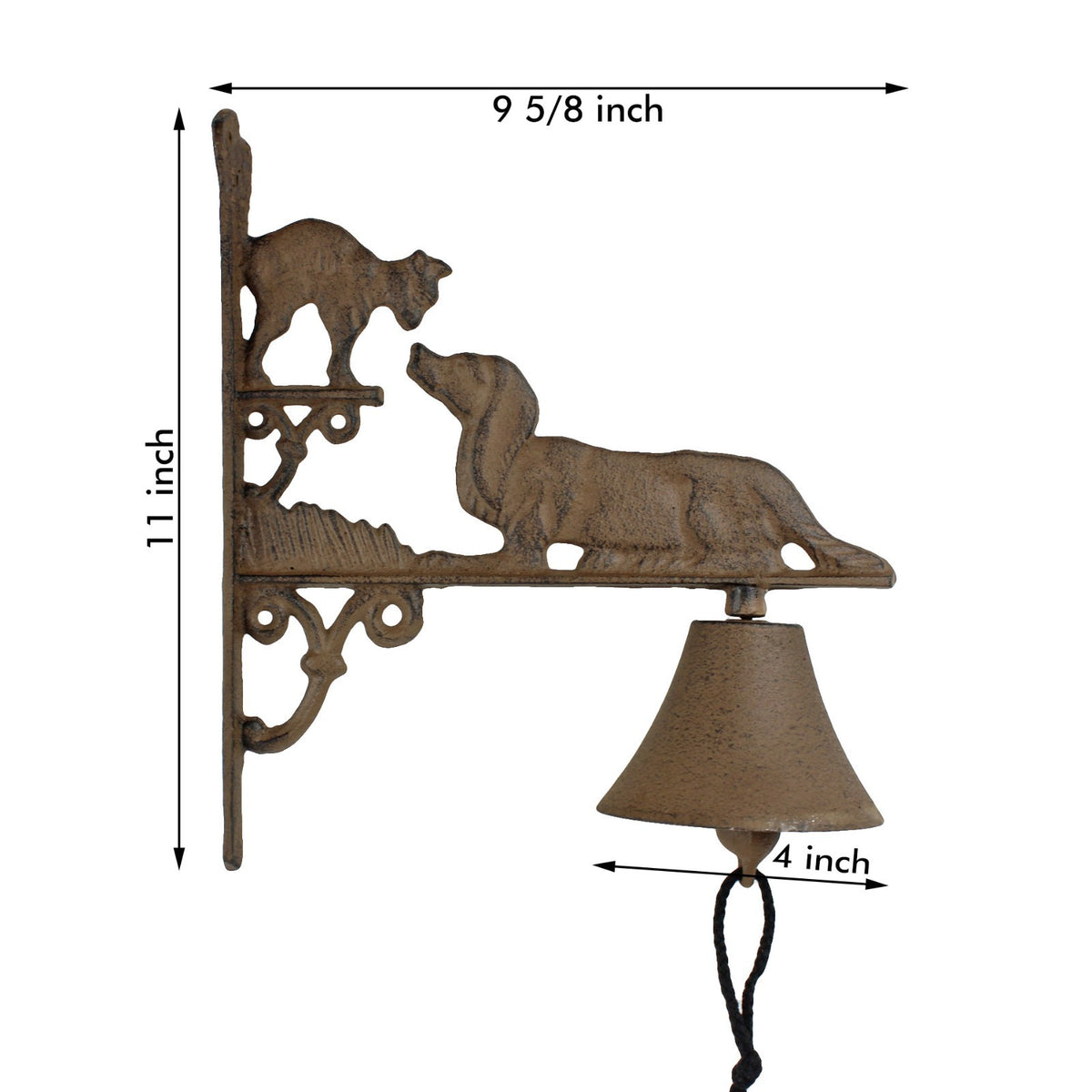 Cast Iron Dog Cat Dinner Bell Wall Mounted Rustic Country Farmhouse Porch Decor