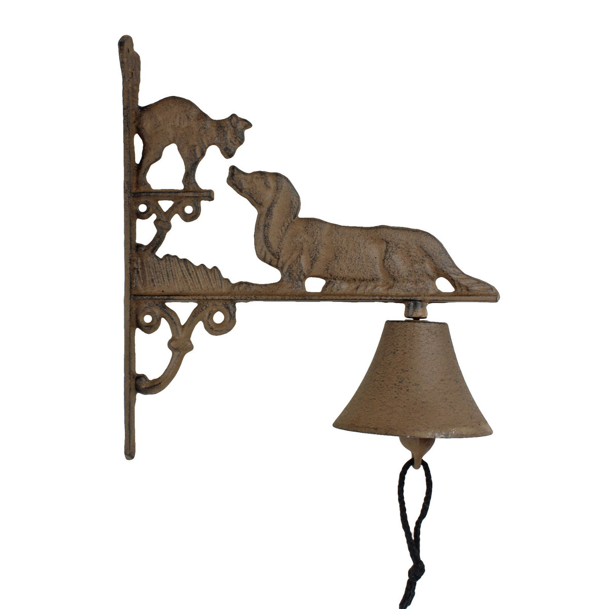 Cast Iron Dog Cat Dinner Bell Wall Mounted Rustic Country Farmhouse Porch Decor