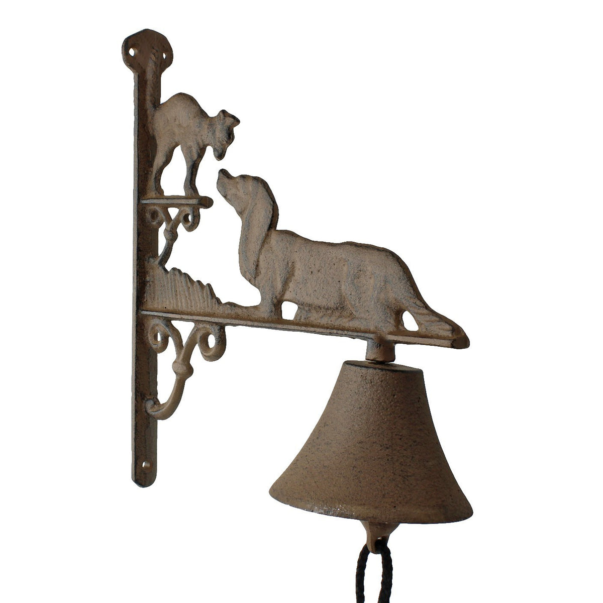 Cast Iron Dog Cat Dinner Bell Wall Mounted Rustic Country Farmhouse Porch Decor