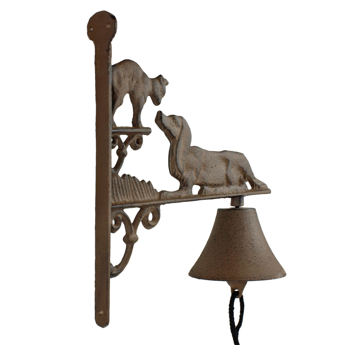 Cast Iron Dog Cat Dinner Bell Wall Mounted Rustic Country Farmhouse Porch Decor