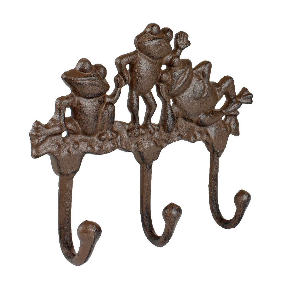 Cast Iron 3 Frogs Wall Hook Rack Keys Towel Coat Cap Hanger Rustic Home Decor