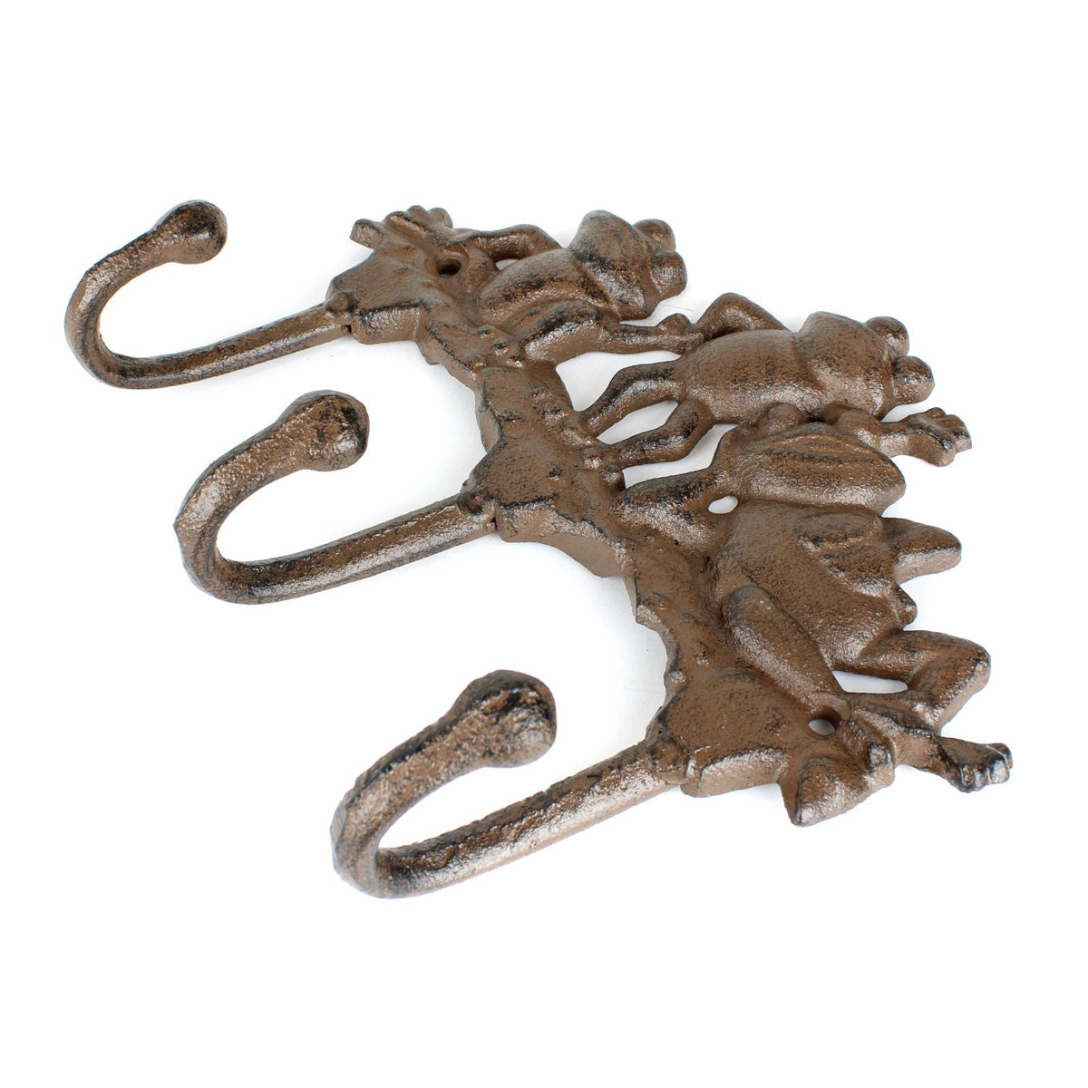 Cast Iron 3 Frogs Wall Hook Rack Keys Towel Coat Cap Hanger Rustic Home Decor