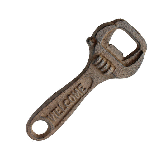 Cast Iron Adjustable Wrench Bottle Opener Handheld Rustic Mechanic Bar Decor 6"