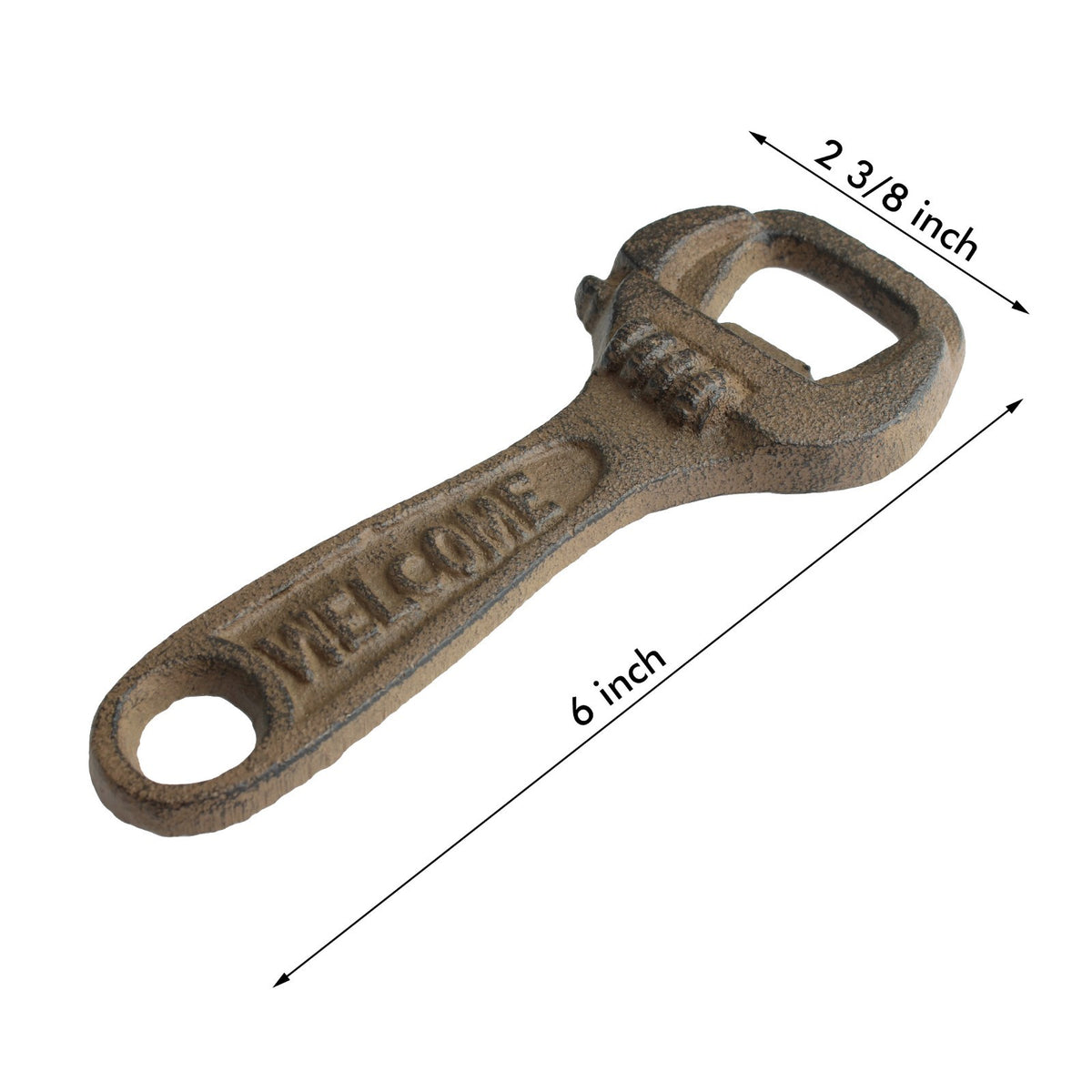 Cast Iron Adjustable Wrench Bottle Opener Handheld Rustic Mechanic Bar Decor 6"