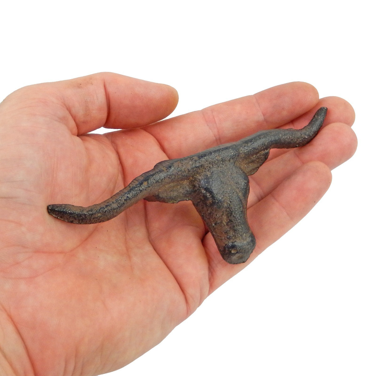 6 Cast Iron Longhorn Bull Head Drawer Knob Pulls Rustic Western Decor 4 3/4 inch