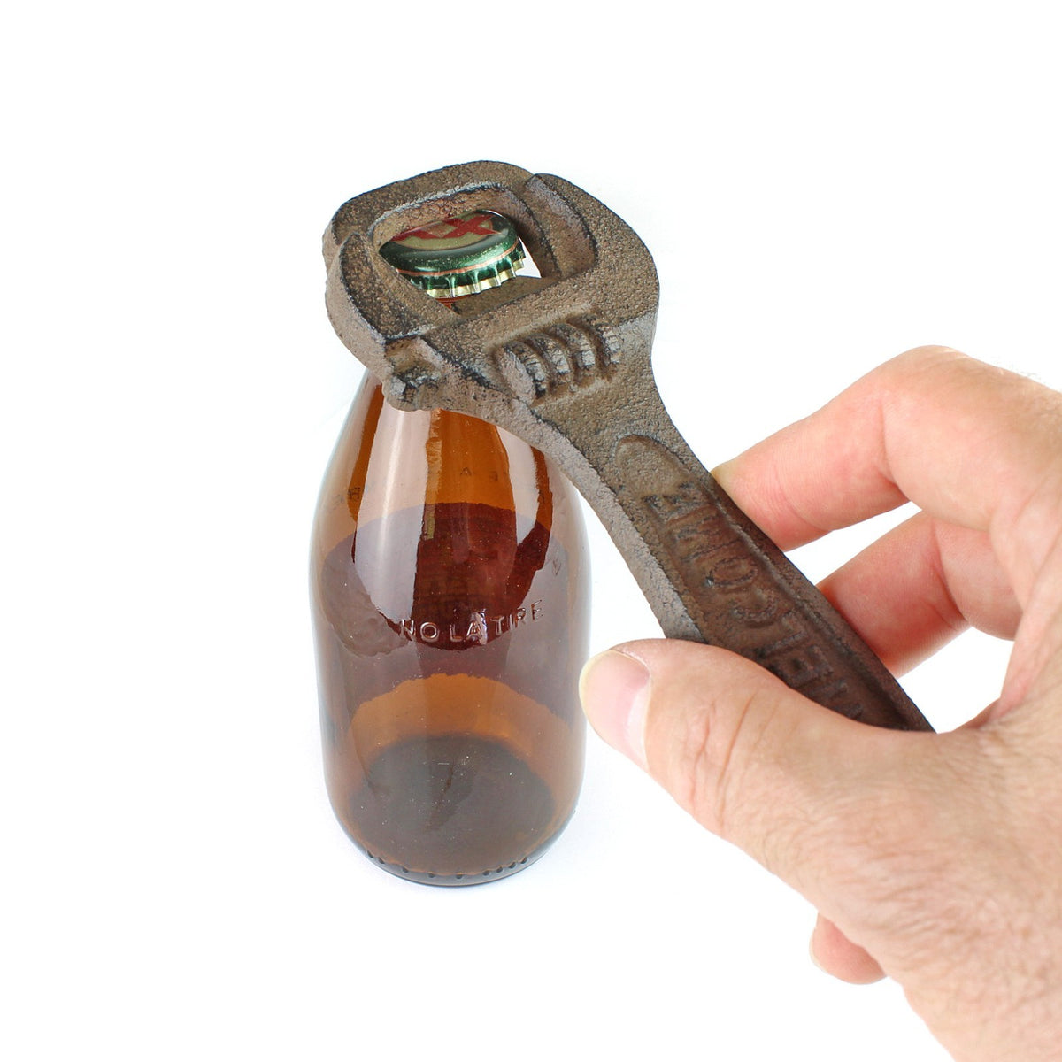 Cast Iron Adjustable Wrench Bottle Opener Handheld Rustic Mechanic Bar Decor 6"