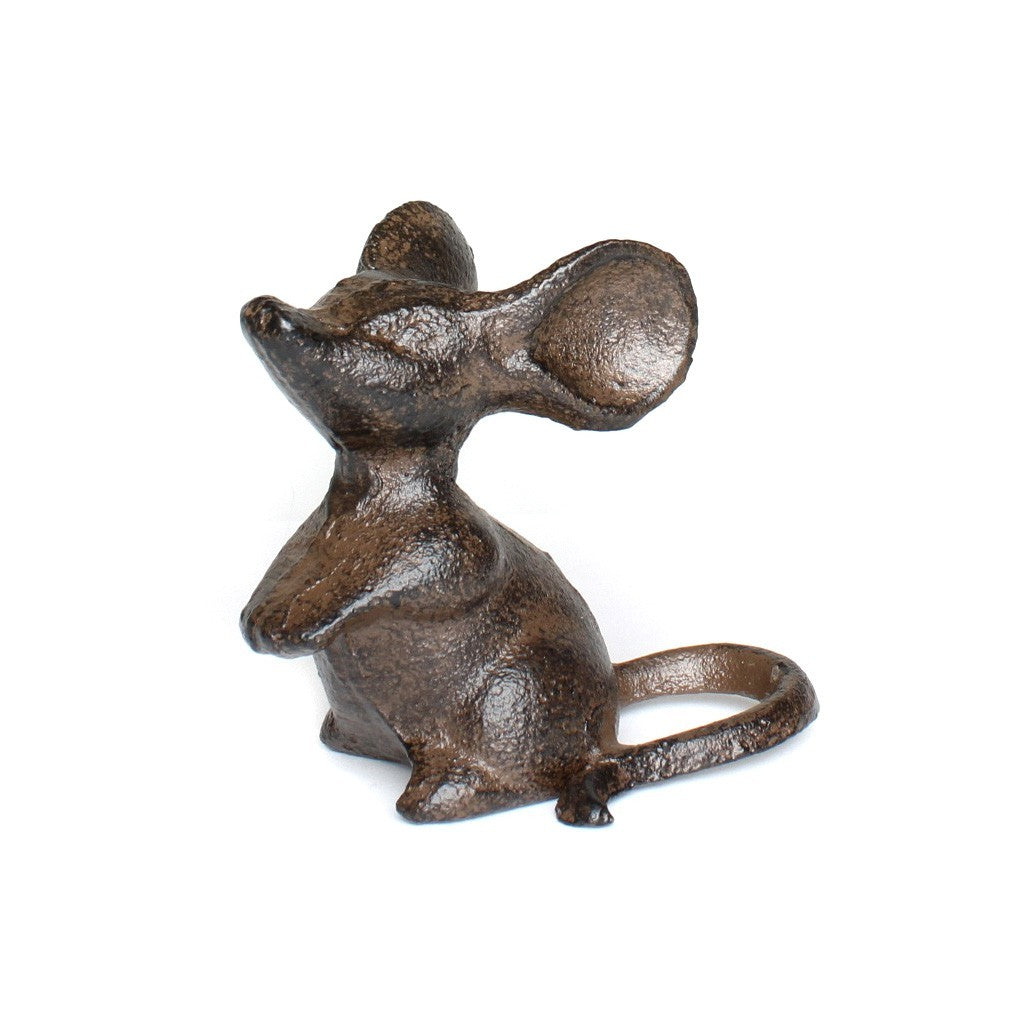 Cast Iron Mouse Figurine Rustic Vintage Small Animal Paperweight Statue 2.5 inch