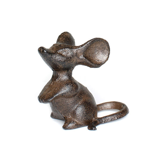 Cast Iron Mouse Figurine Rustic Vintage Small Animal Paperweight Statue 2.5 inch