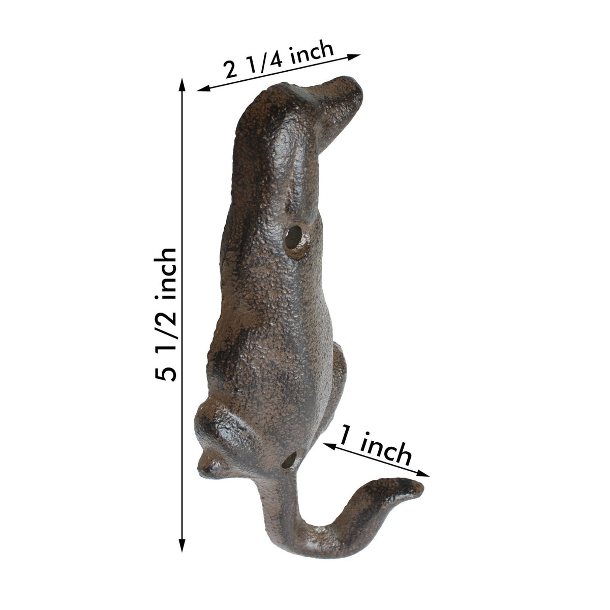 Cast Iron Dachshund Dog Tail Wall Hook Heavy Duty Key Leash Towel Hanger Rustic
