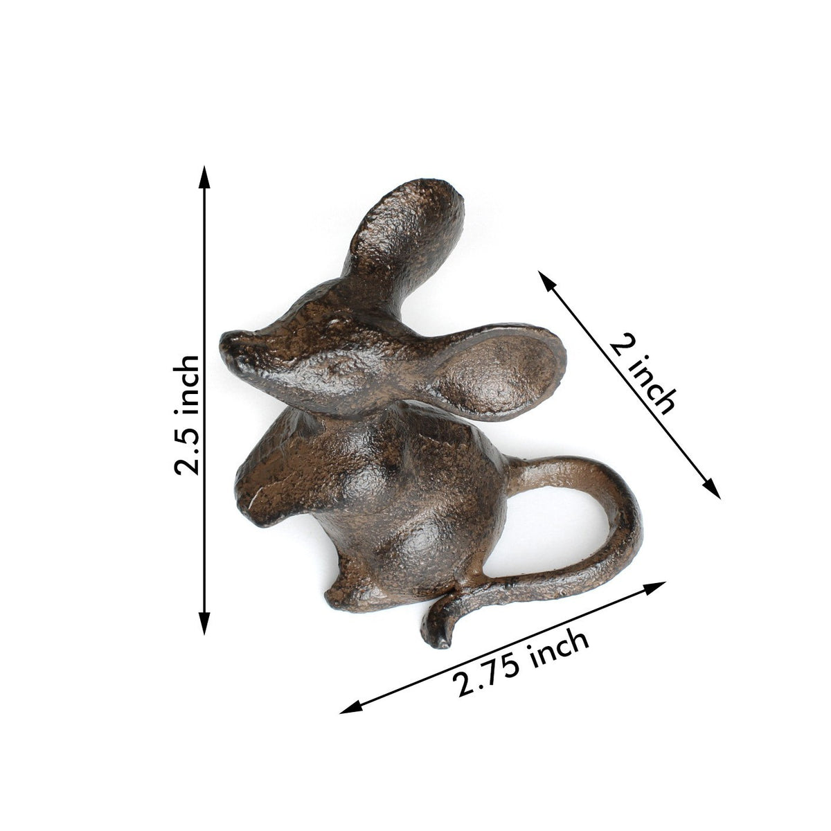 Cast Iron Mouse Figurine Rustic Vintage Small Animal Paperweight Statue 2.5 inch