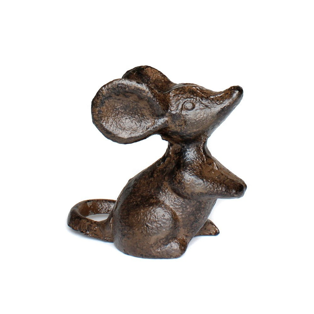 Cast Iron Mouse Figurine Rustic Vintage Small Animal Paperweight Statue 2.5 inch