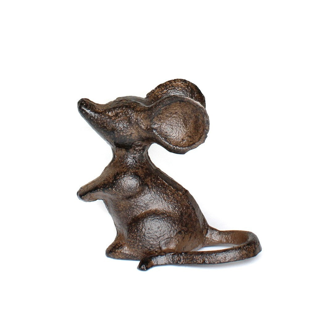 Cast Iron Mouse Figurine Rustic Vintage Small Animal Paperweight Statue 2.5 inch