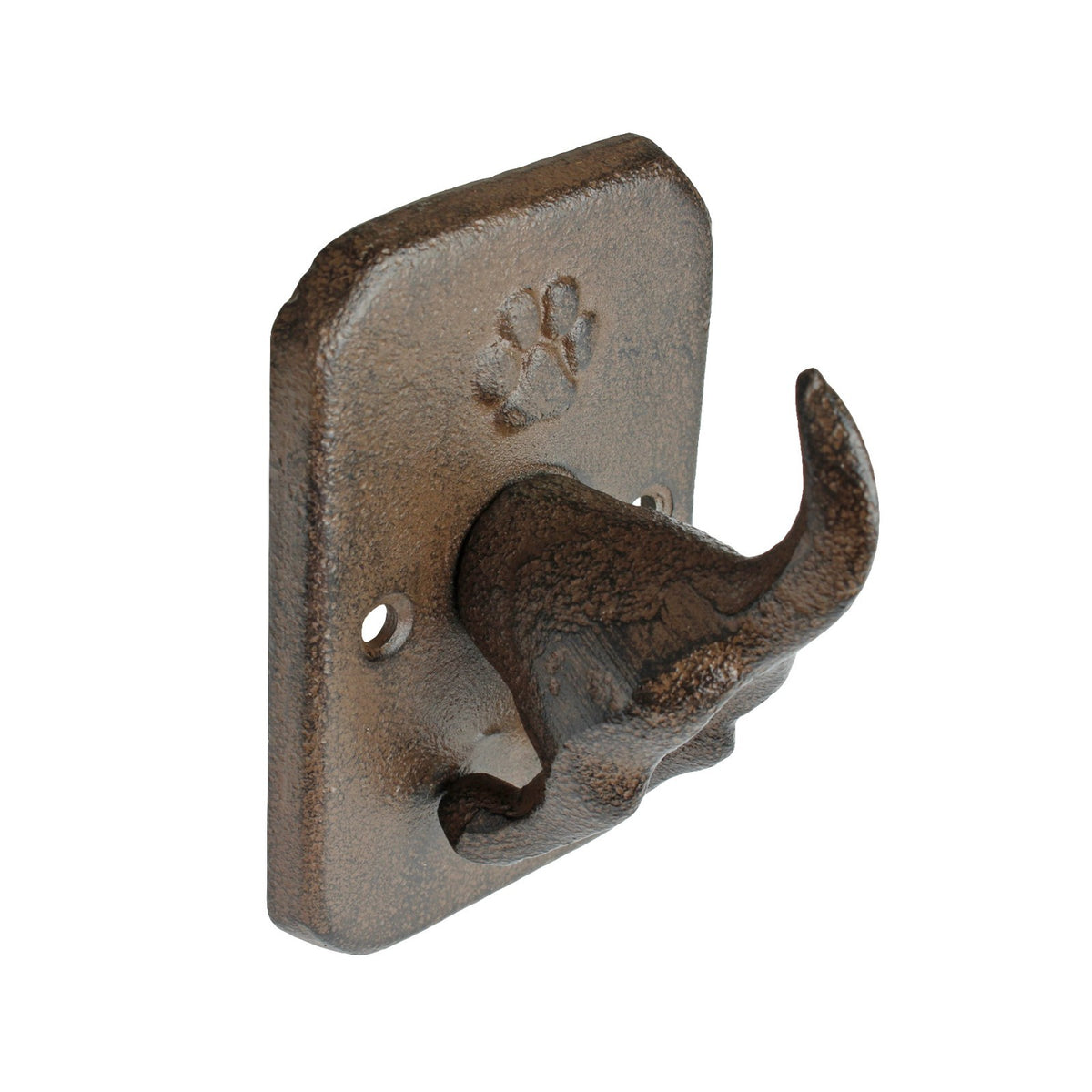 Cast Iron Dog Tail Wall Hook Rustic Paw Print Leash Hanger Coat Key Holder Brown