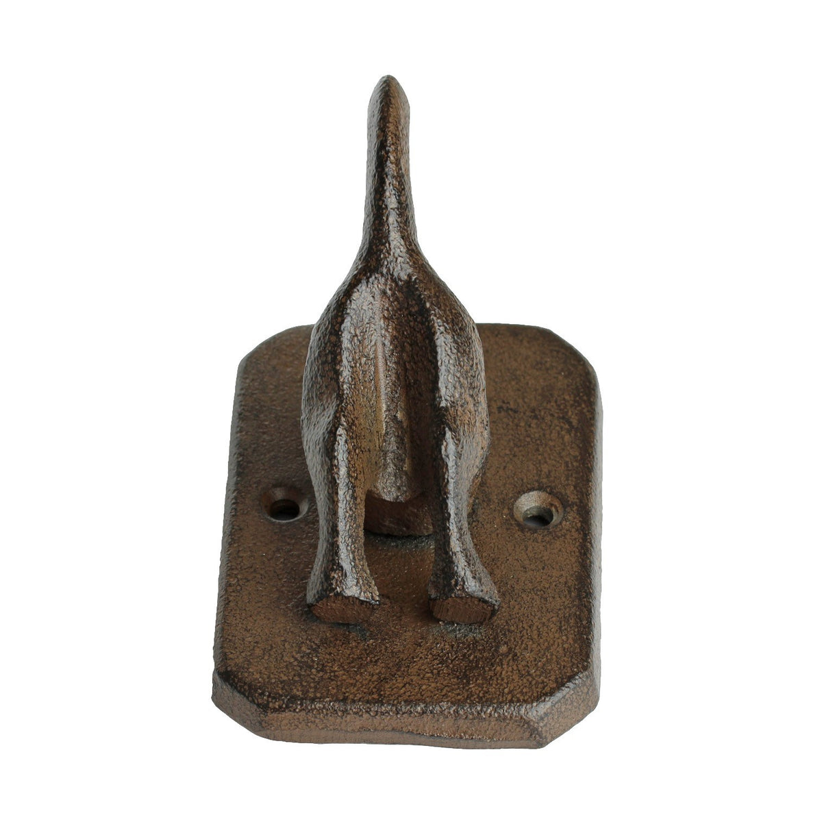 Cast Iron Dog Tail Wall Hook Rustic Paw Print Leash Hanger Coat Key Holder Brown