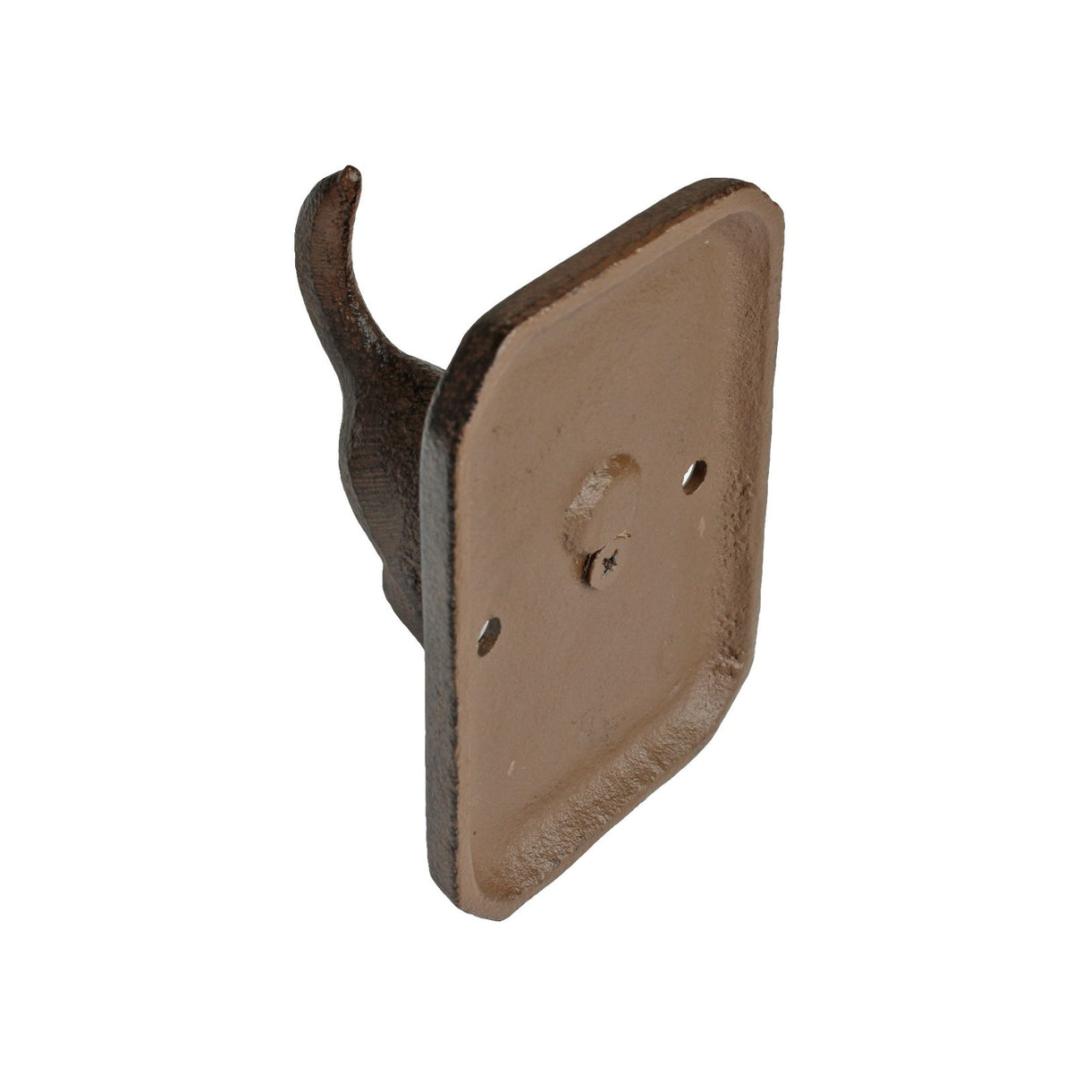 Cast Iron Dog Tail Wall Hook Rustic Paw Print Leash Hanger Coat Key Holder Brown