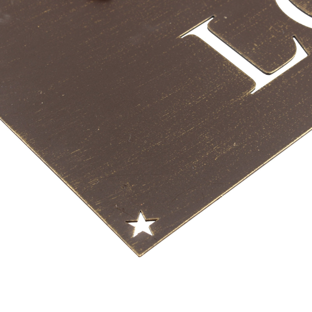 Metal Live Laugh Love Plaque Sign Stars Letter Cutouts Brushed Gold 12 x 12 inch