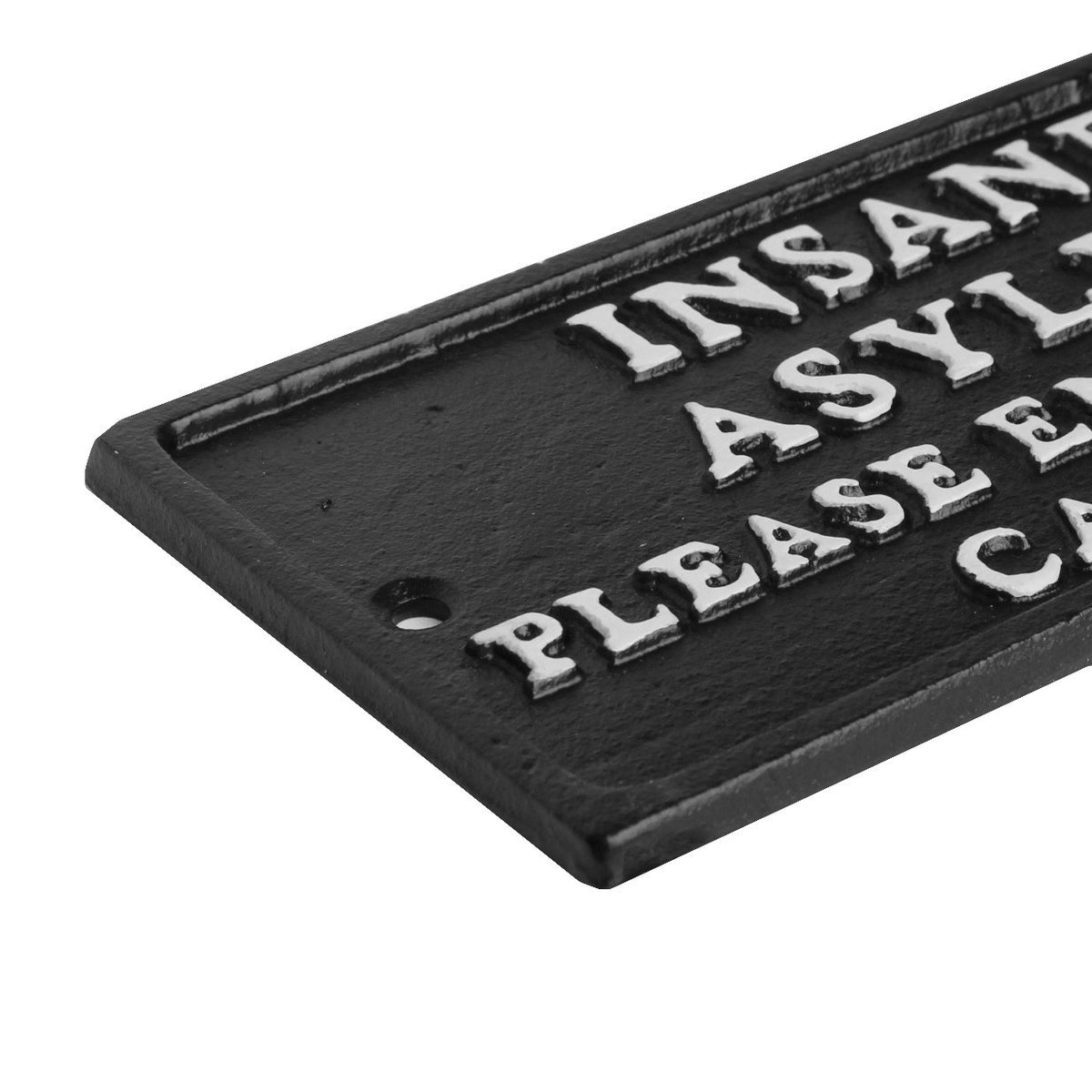 Cast Iron Insane Asylum Wall Decor Sign Please Enter With Caution Black Plaque