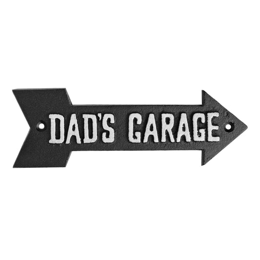 Dad's Garage Cast Iron Arrow Sign Vintage Style Wall Plaque Workshop Decor 8.5"