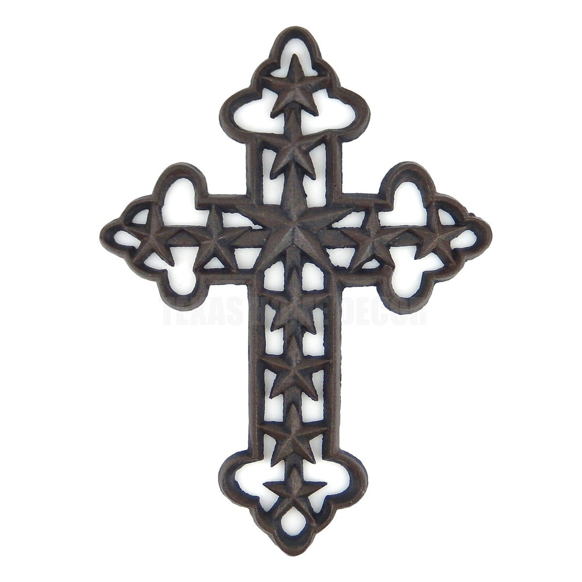 Cast Iron Texas Star Wall Cross Rustic Brown Western Ranch Metal Wall Decor 12"