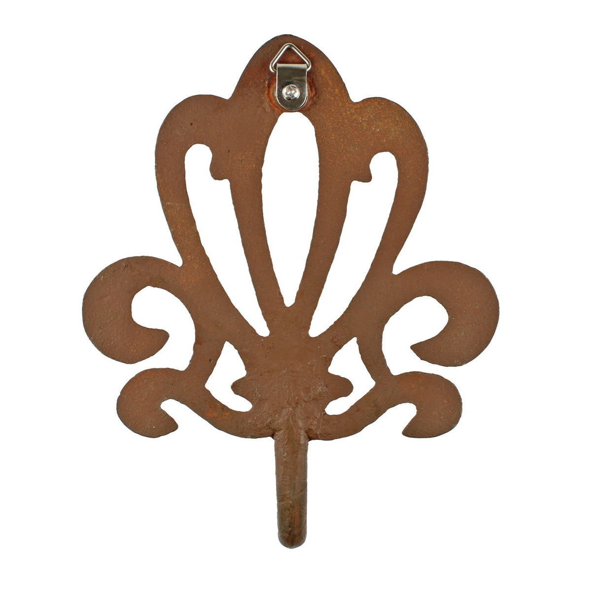 Cast Iron Fleur De Lis Wall Hook Vintage Rust Finish Heavy Duty Coat Hanger 7 in