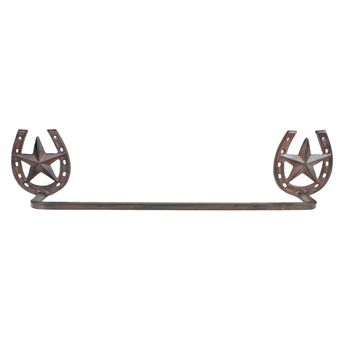 Cast Iron Horseshoe Star Towel Bar Western Rustic Bathroom Decor Wall Mount 21"