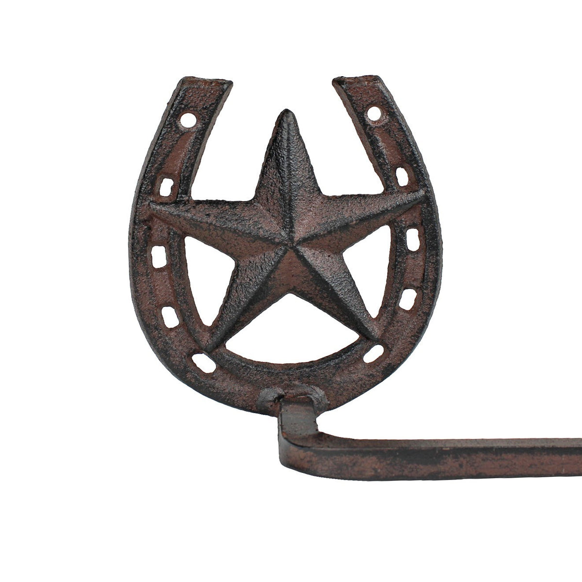 Cast Iron Horseshoe Star Towel Bar Western Rustic Bathroom Decor Wall Mount 21"