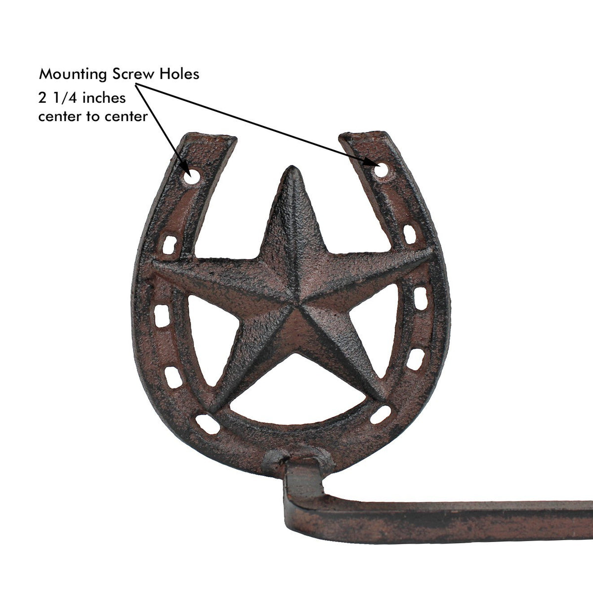 Cast Iron Horseshoe Star Towel Bar Western Rustic Bathroom Decor Wall Mount 21"