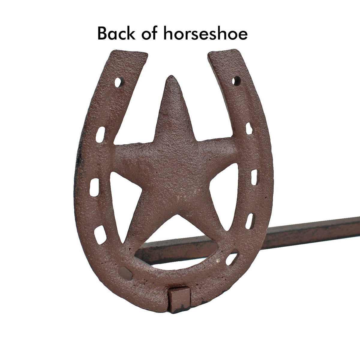 Cast Iron Horseshoe Star Towel Bar Western Rustic Bathroom Decor Wall Mount 21"